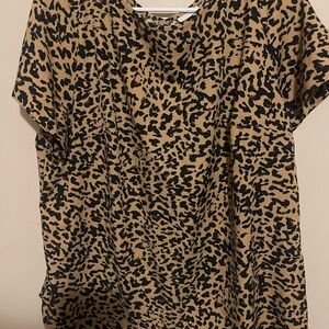 Ava & Viv Leopard Print Blouse - Black and Brown